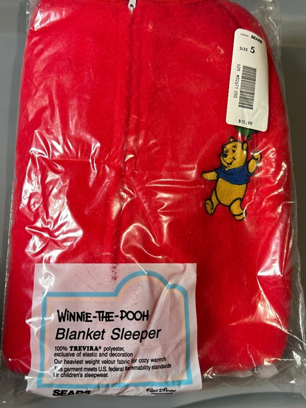 Vintage Sears Winnie the Pooh Disney Blanket Sleeper - Size 5